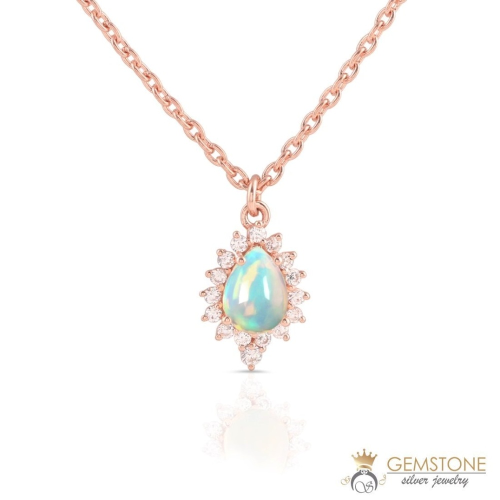 14k Rose Gold Vermeil Opal Necklace - Curio